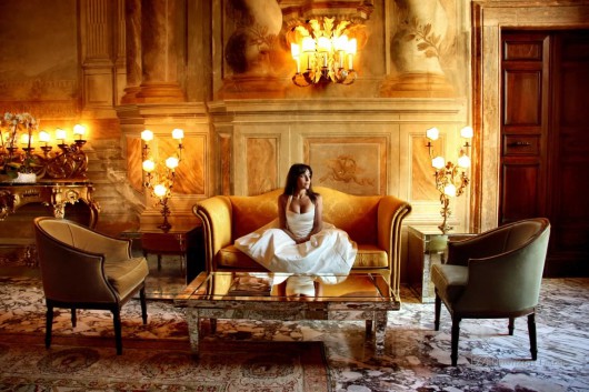 A woman in a luxury hotel