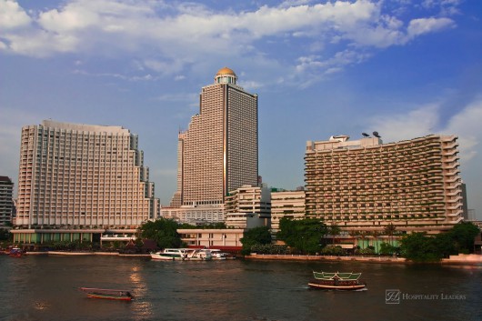 Buildings and river in Bangkok, Thailand