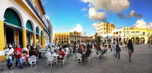 Havana - Corca Nov 2008. Panoramic view of brewery in Old Havana "Plaza Vieja", declared by UNESCO World Heritage Site in 1982. Taken on Circa Nov 2009 in Havana, cuba