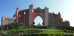 Hospitality News: Dubai, UAE - November 15: Atlantis, the Palm hotel in Dubai, UAE on November 15, 2010. The resort consists of two towers linked by a bridge, with a total of 1539 rooms