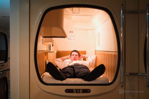 Hospitality News: Businessman in a capsule hotel