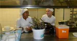 Lindsy and Stephanie busy with kitchen duty