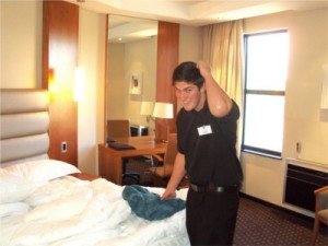 Kyle tackling housekeeping