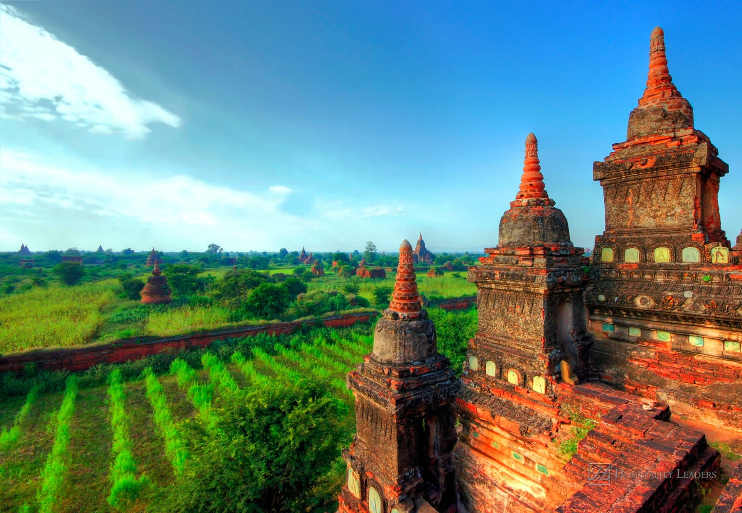 A view at the temples of Bagan in Myanmar, Asia