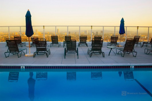 Rooftop Pool overlooking Hollywood Los Angeles Skyline