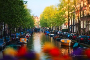 Hospitality News: Beautiful canal in Amsterdam, The Netherlands. Taken with tilt and shift lens