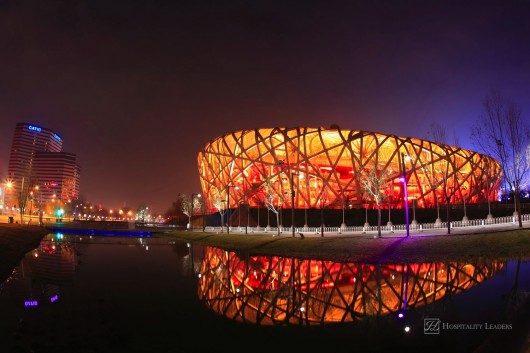 Beijing - December 17: the transformation of the Beijing Olympic Stadium into a ski park made from artificial snow triggered green peace activists anger on December 17, 2009 in Beijing, China