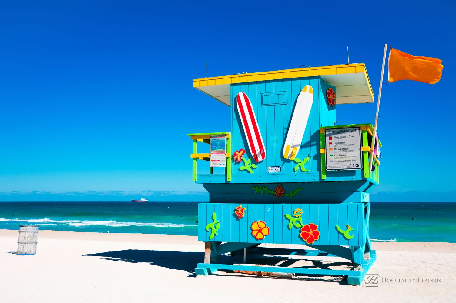 Blue Lifeguard Tower in South Beach, Miami Beach, Florida