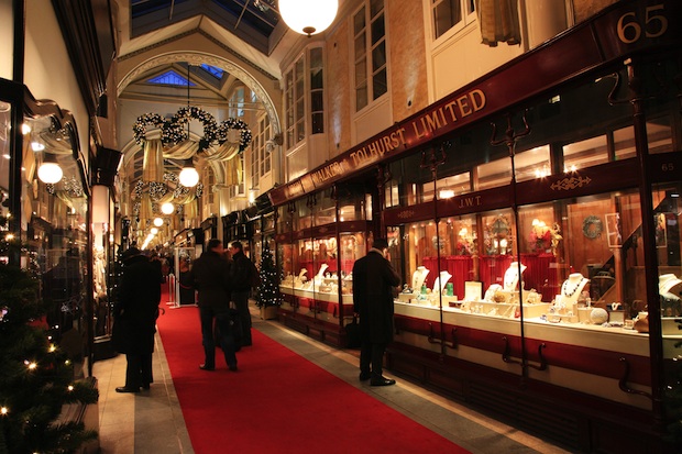 The Burlington Arcade, a 19th century European shopping gallery, behind Bond Street in London. (Shutterstock)